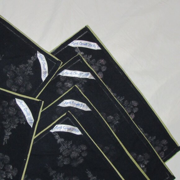 Lot of 6 Vintage April Cornell 2000 Black Rose Floral Bouquet Cotton Placemats - Picture 2 of 4